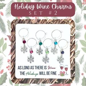 Handmade Holiday Wine Charms (Set #2)